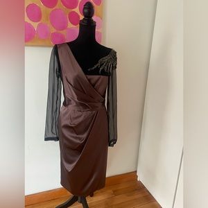 ❤️ NEW - Alberta Ferretti Gala Dress Bronze /Metal